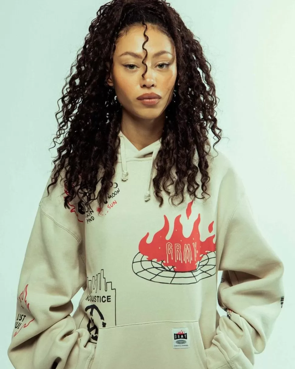 Sweatshirts*Grimey Sudadera Capucha Back At You Wide Hole Vintage - Cream - Fw23