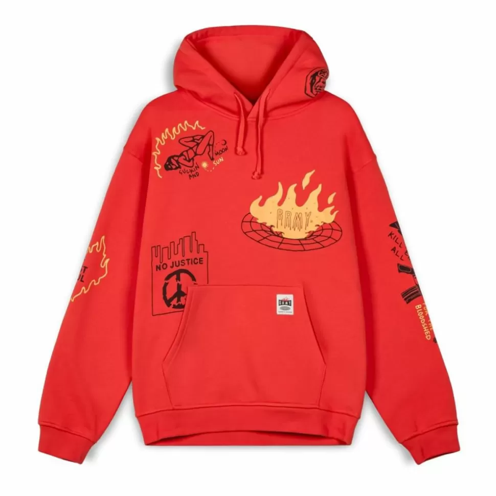 Sweatshirts*Grimey Sudadera Capucha Back At You Wide Hole Vintage - Red - Fw23