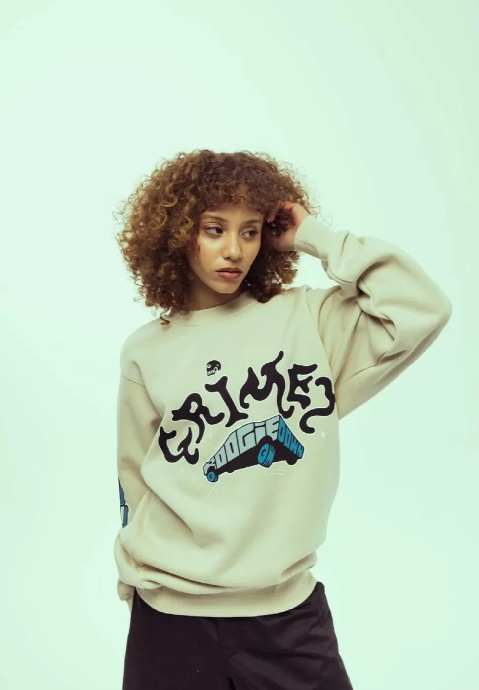 Organic*Grimey Sudadera Causing Panic The Charleston Blvd Vintage - Cream - Ss24